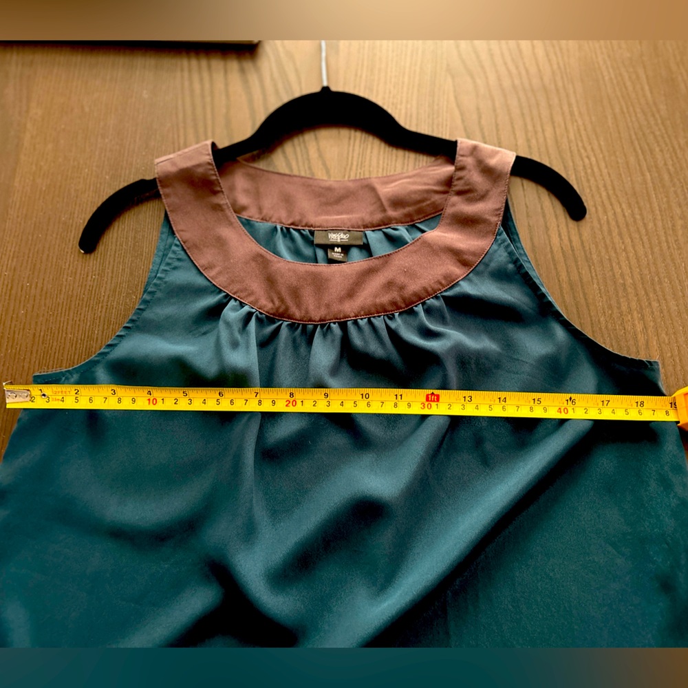 EUC Teal and Brown Silky Tank Shell Size M